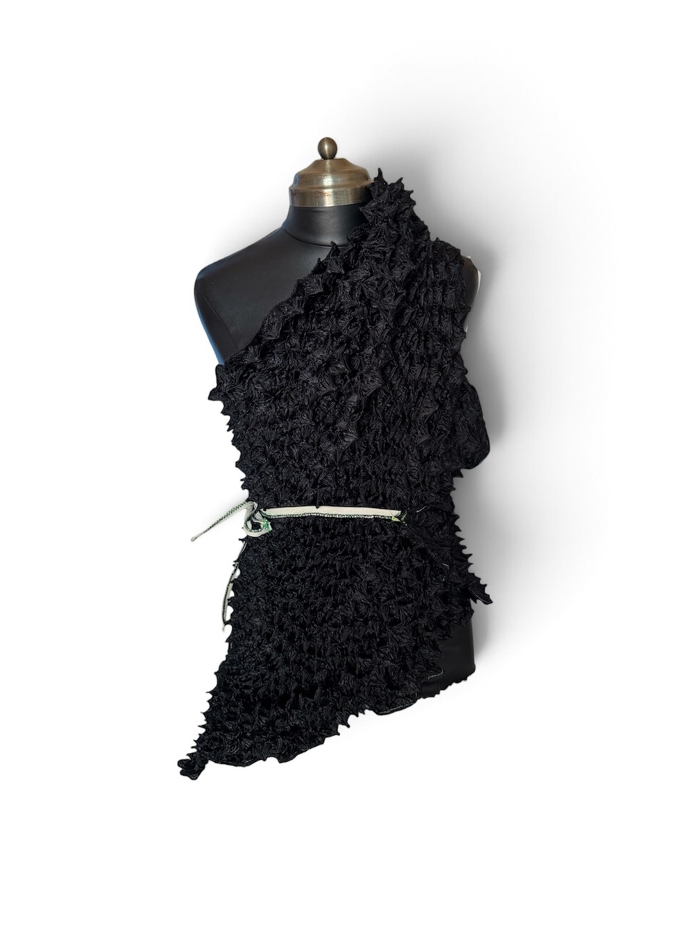 Black One-Shoulder Textured Women’s Top